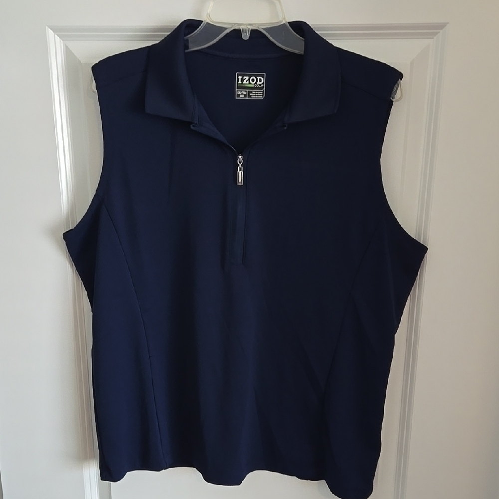 Izod Dark Blue Sleeveless Polo Top